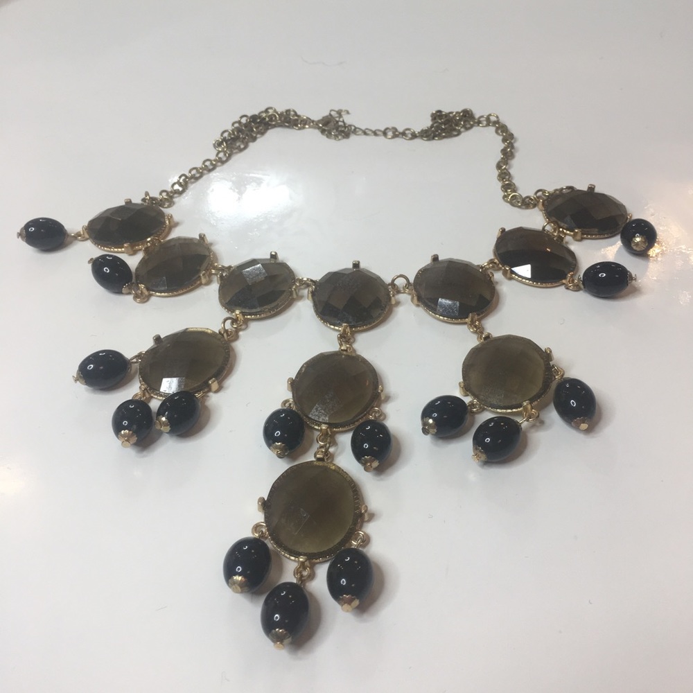 Large Gray and Black Statement Necklace
